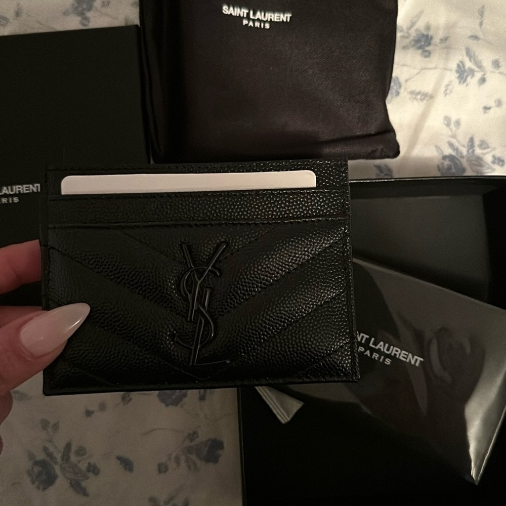 Black on black Saint Laurent card holder